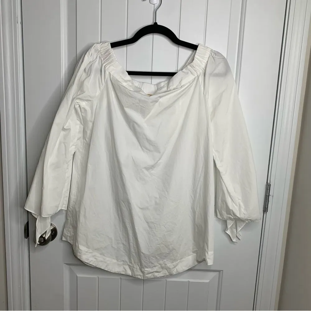 Free People off the‎ shoulder white bow blouse size small blogger favorite - Image 3