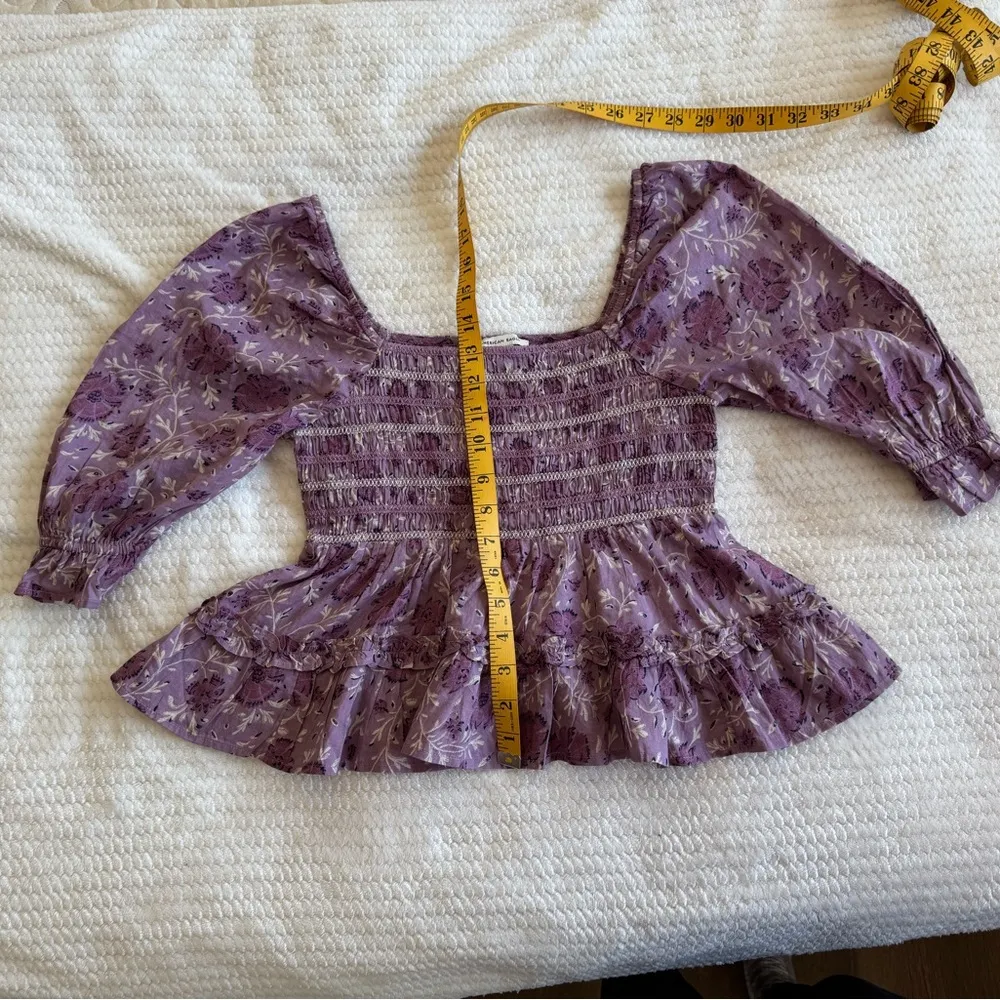 Outfitters Purple Puff Sleeve Peplum Blouse / size extra small - Image 4