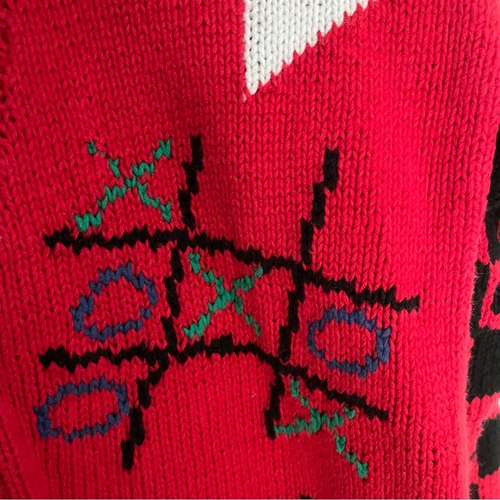 Vintage Signature by Northern Isles Game Queen of Hearts Cardigan Sweater XL Red - Image 3