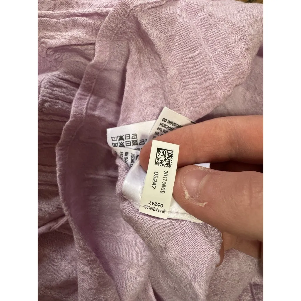 American Eagle Women Sz Medium Blouse Long Sleeve Tie Lightweight V Neck Preppy - Image 15