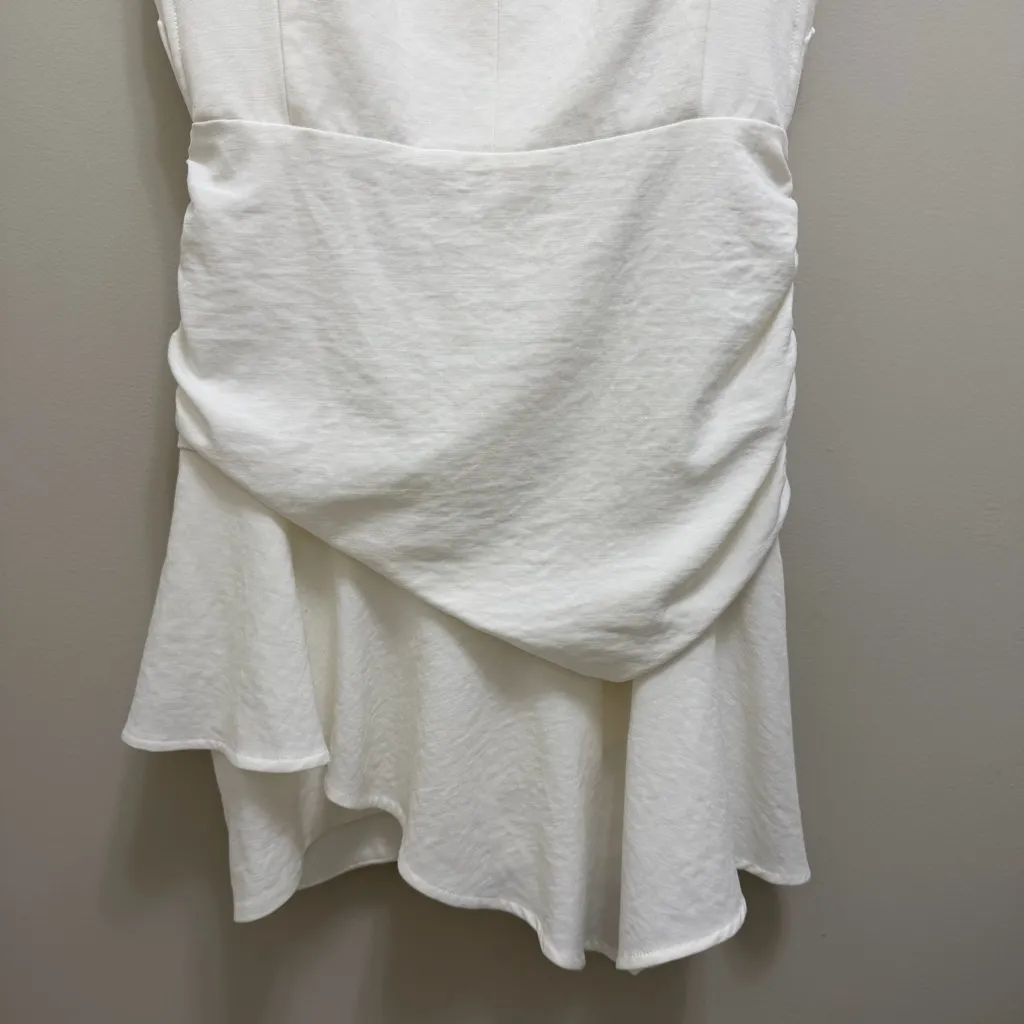 BA&SH Jess Dress Asymmetrical Draped Ecru White Size M - Image 6