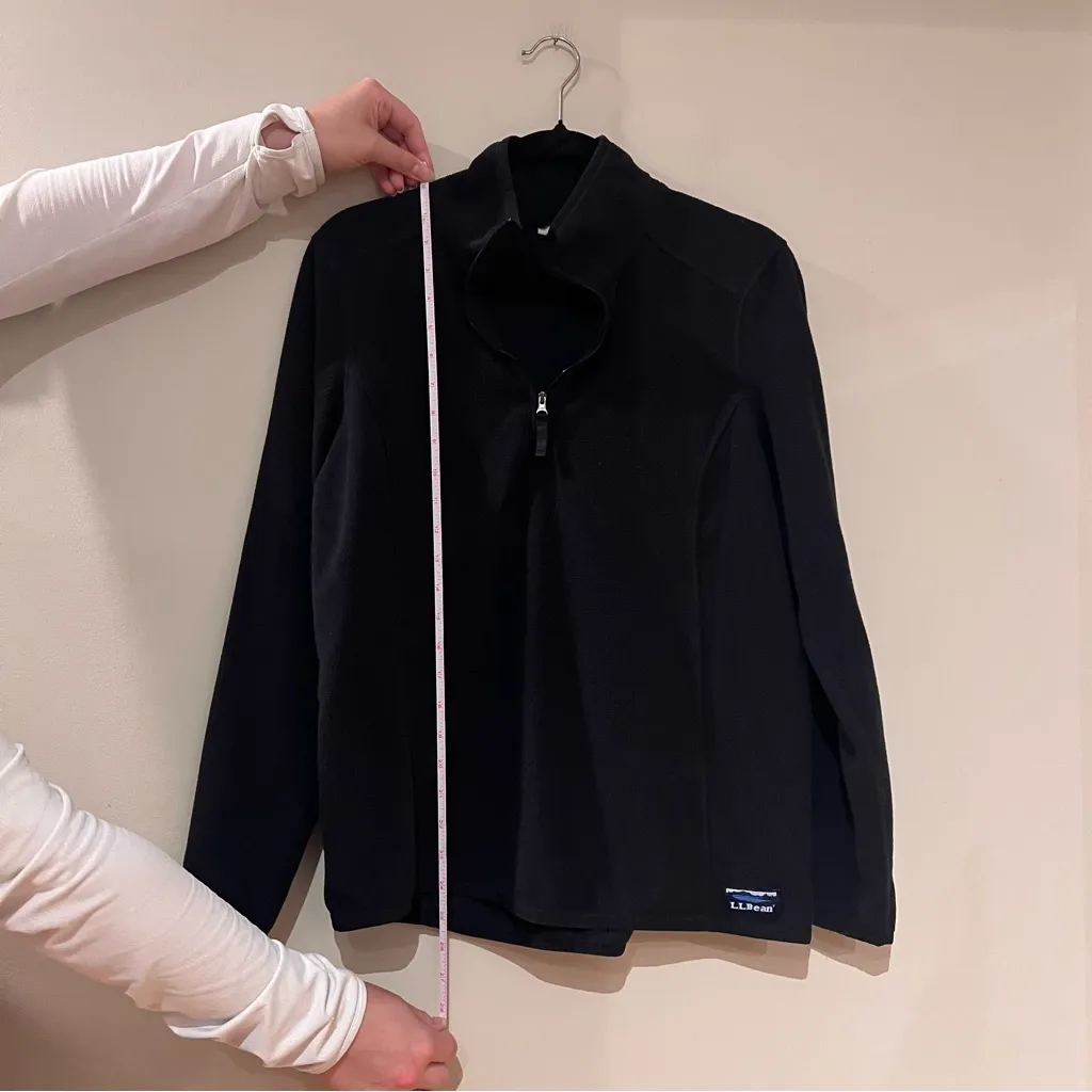 LL Bean Black Quarterzip Fleece Jacket Size L - Image 4