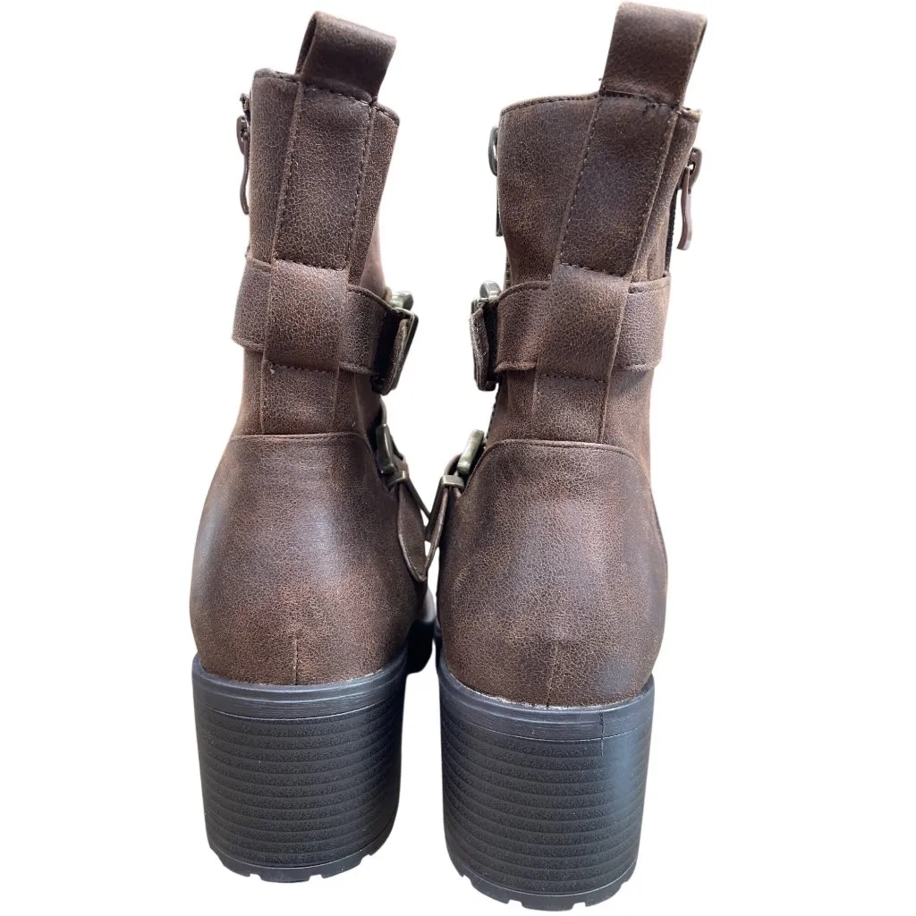 Torrid Womans faux leather brown chunky moto ankle boots sz 8.5W SKU 9627 - Image 9