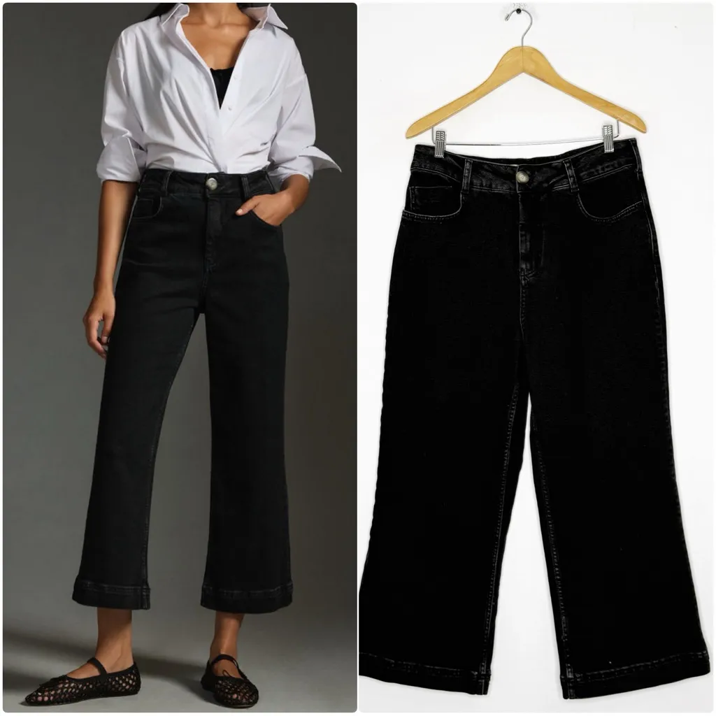 Pilcro The Skipper High-Rise Wide Leg Pants Black Size 30 Anthropologie - Image 2
