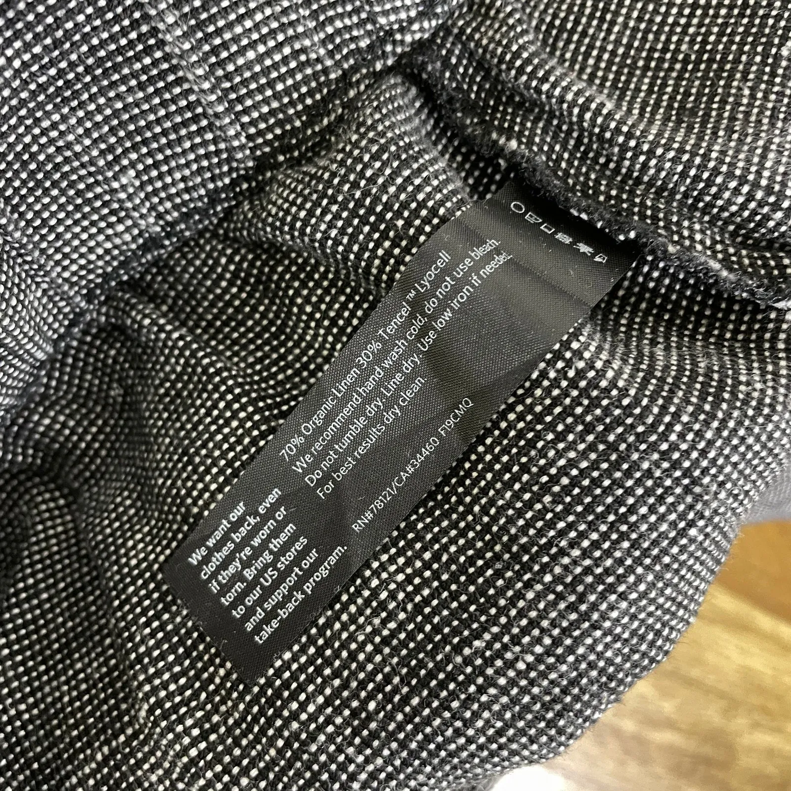 Eileen Fisher Pants Womens XXS Black Organic Linen Tencel Pull On Elastic Waist - Image 8