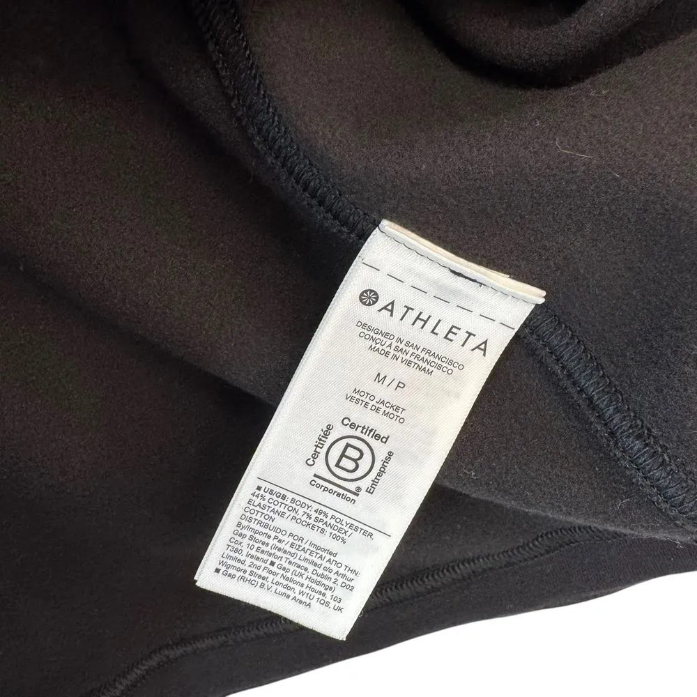 Athleta Moto‎ Style Zip Front Jacket Quilted Black Athletic Casual Wear M Grunge - Image 5