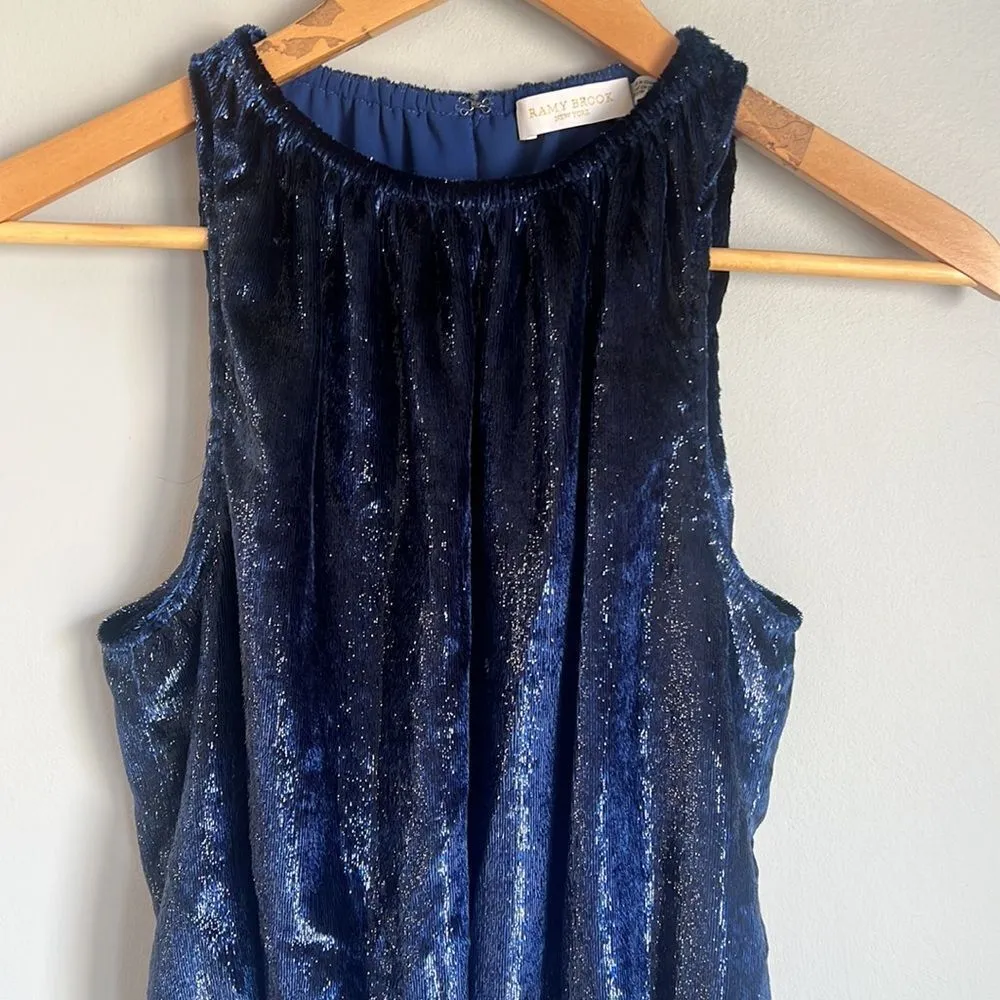 Ramy Brook Blue Shimmer Velvet Blouse - Image 4