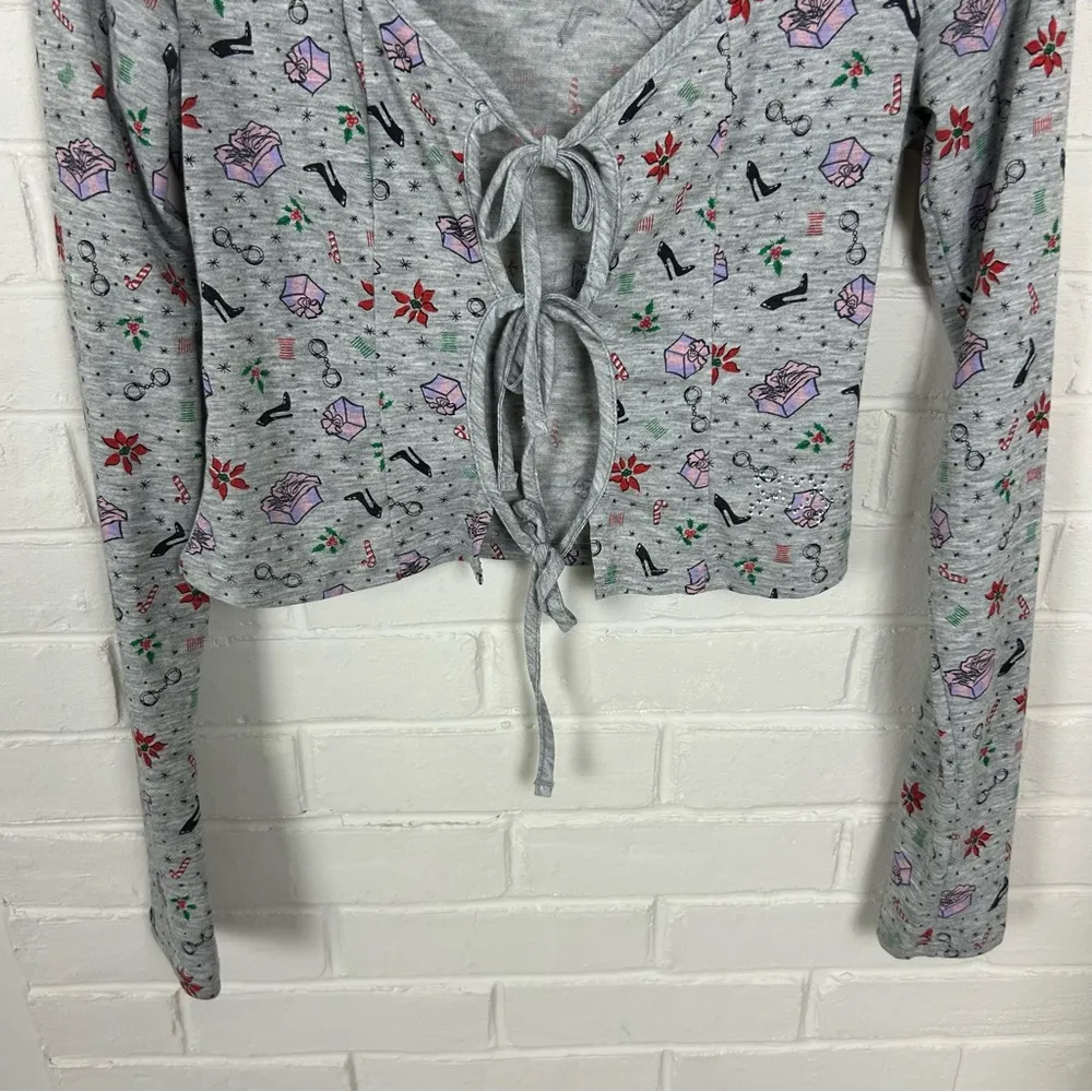 Savage X Fenty Tis The Savage Long Sleeve Sleep Shirt Size S Gray - Image 4