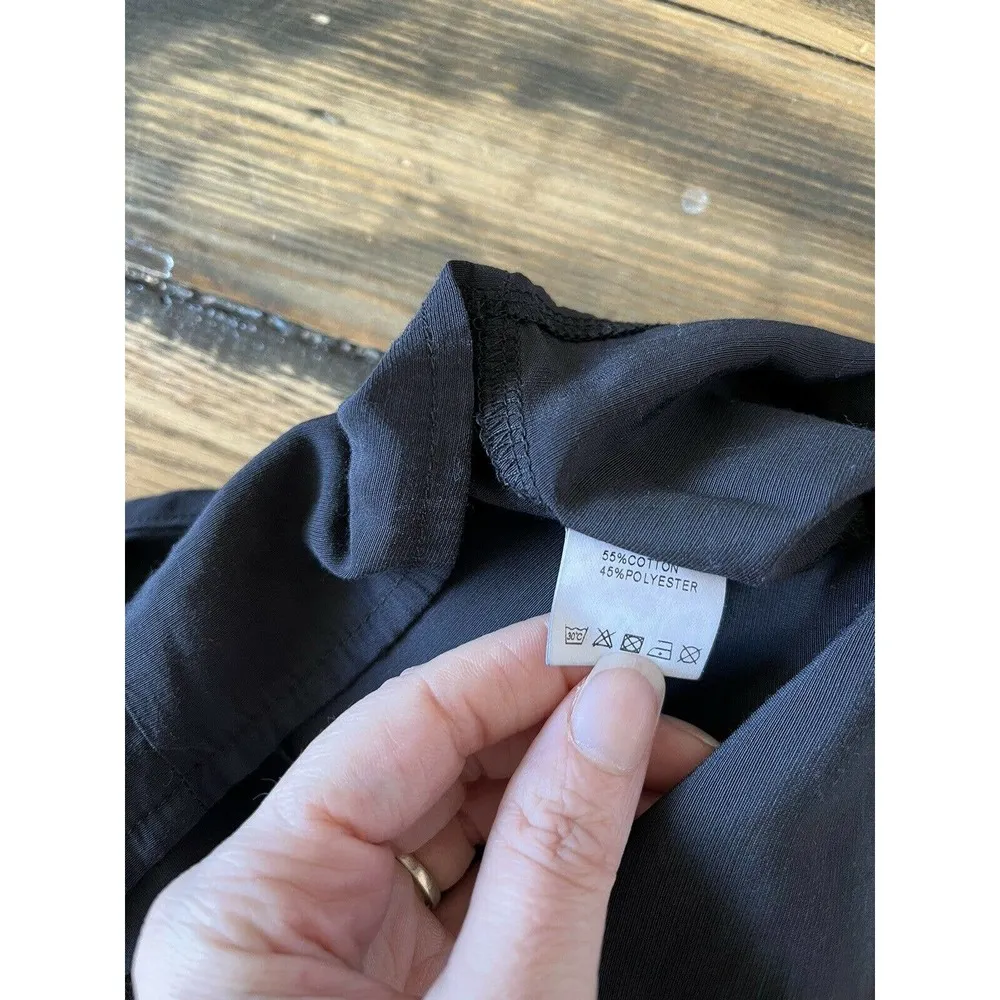 QED London Black Button Front Short Puff Sleeve Crop Top Size 10 - Image 6