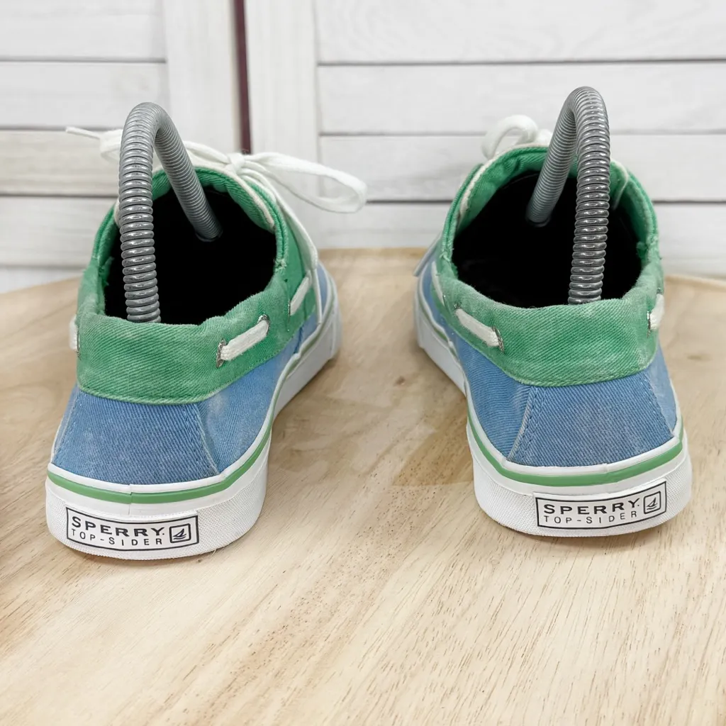 Sperry Top Sider Biscayne Canvas Boat Shoes Colorblock Green Blue White Size 7.5 - Image 6