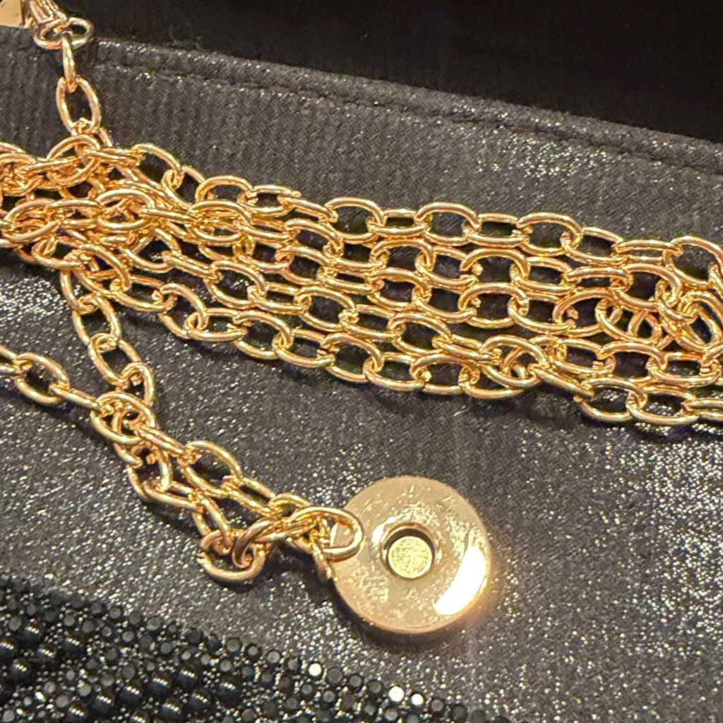 Badgley Mischka beaded sequin black evening bag clutch crossbody NEW - Image 5