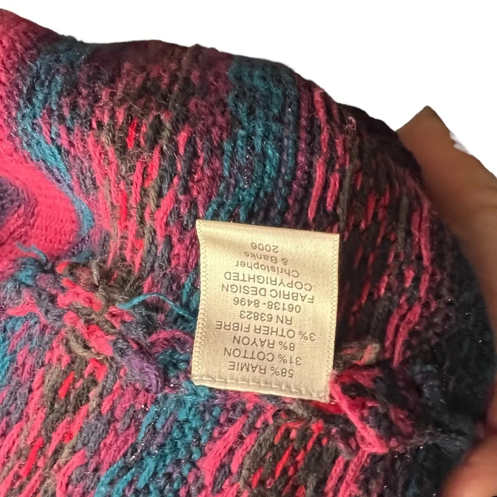 Vintage Fair Isle Hand-Crochet Y2K Long-Line Cardigan Small Quirky - Image 6