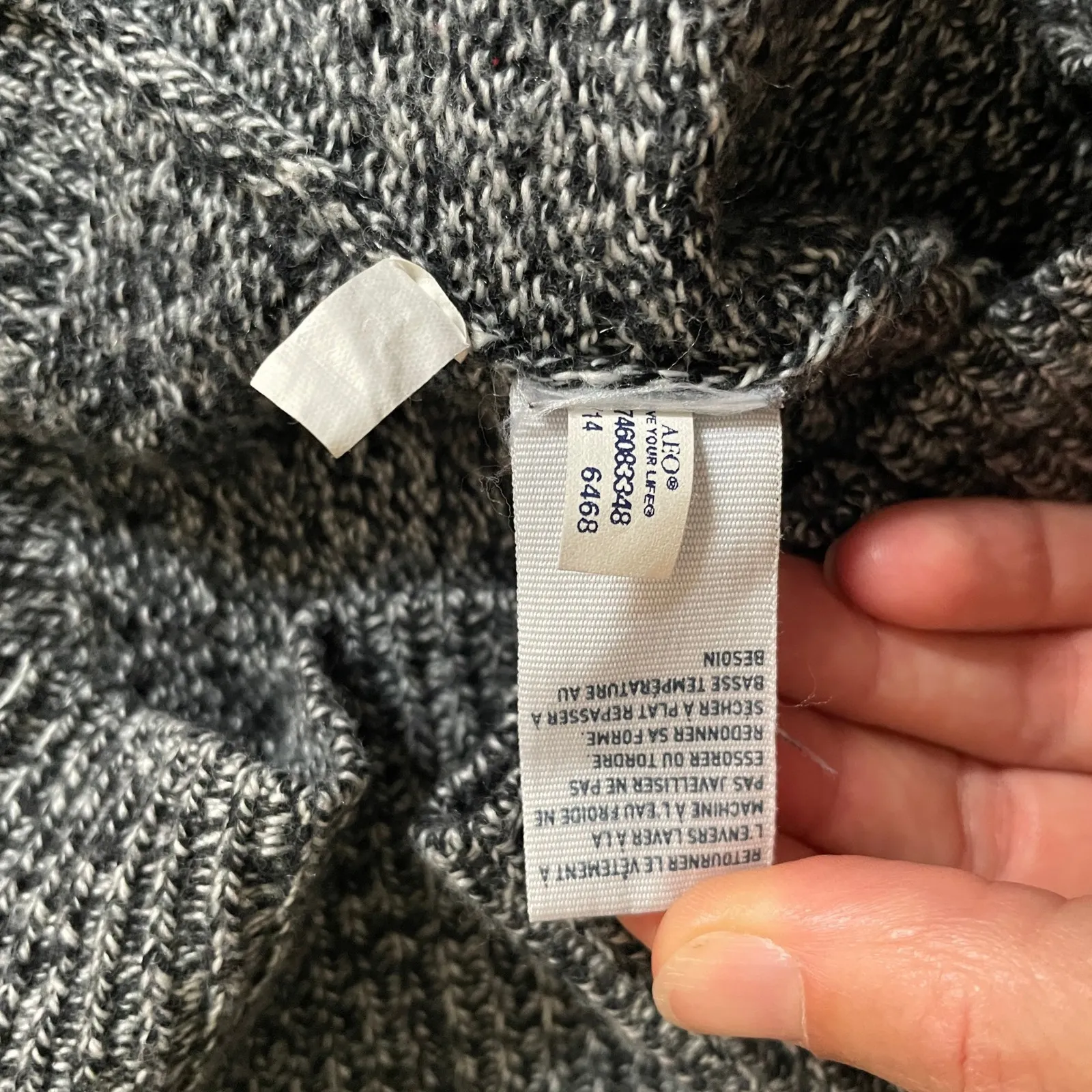 American Eagle‎ Knit Basic Sweater XS Gray Waffle Knit Y2K 90s Layering Pullover - Image 8