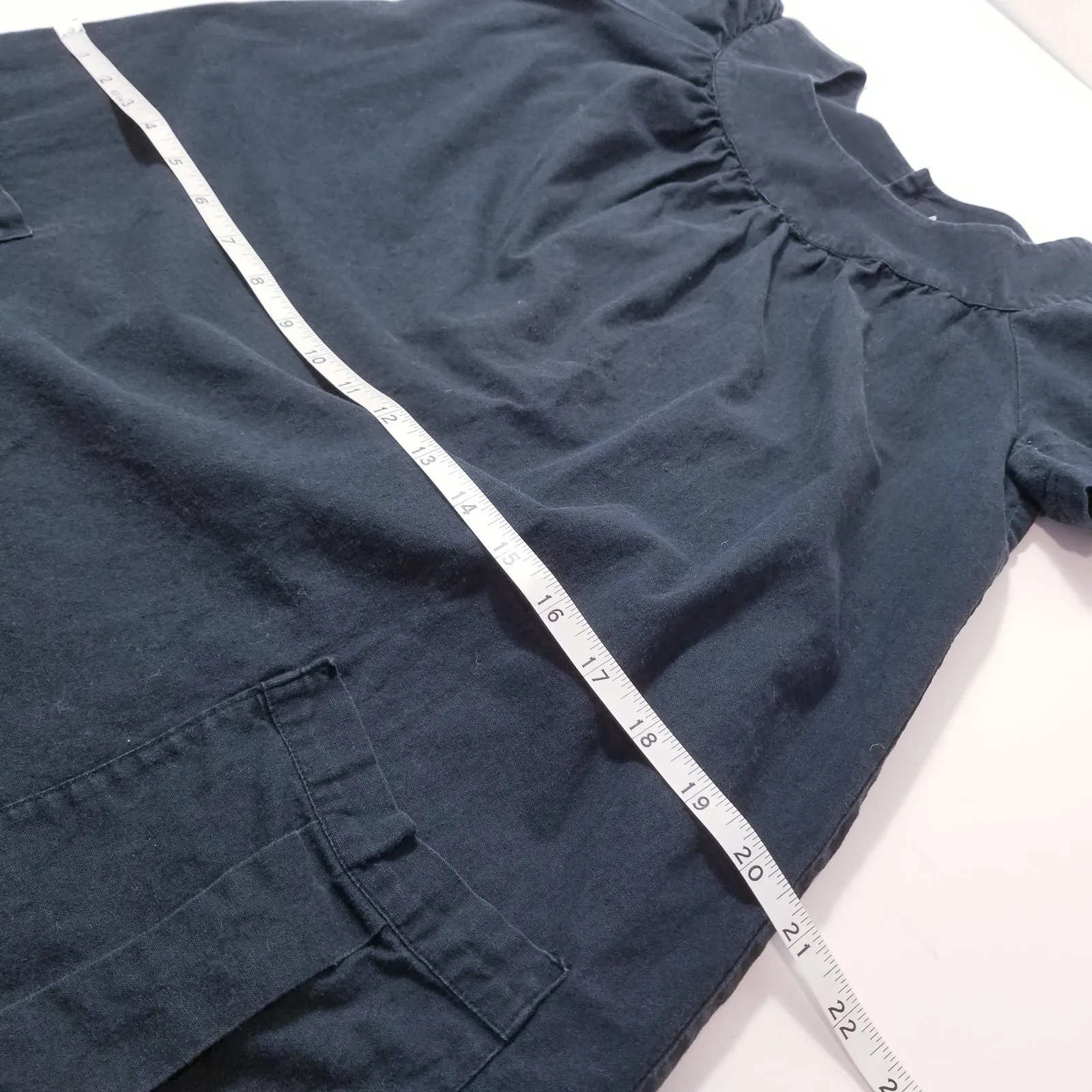 A.P.C 100% Cotton Navy Blue Short Sleeves Dress Round Neckline Front Pockets Size XS - Image 8