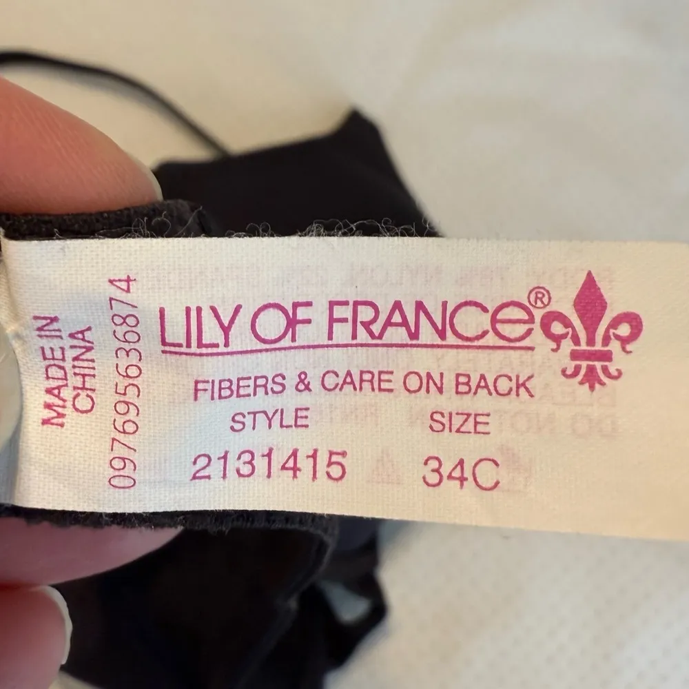 Lily of France Black Push Up Bra Size 34C Underwire Padded 3131415 - Image 3