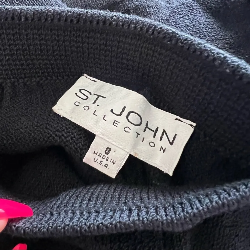 St. John Collection Navy Blue Wide Leg Crop Santana Knit Pants 8 - Image 3