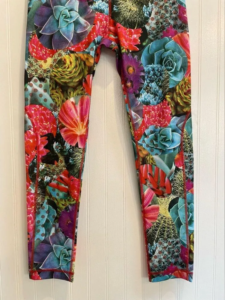 ADIDAS Snowboarding Vivarium Succulent Floral Print Leggings Pants Tights Size L - Image 6