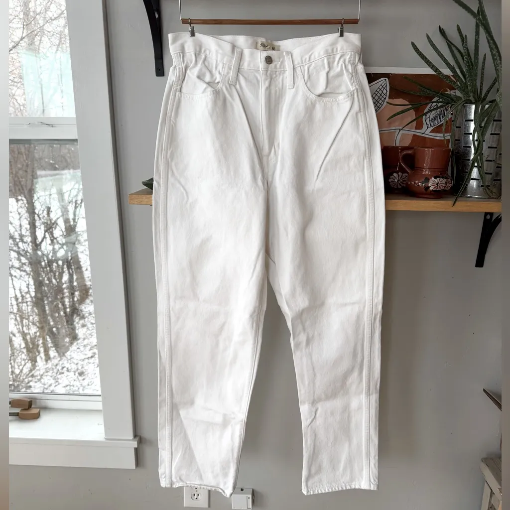 Madewell Convertible Paperbag High Waist Oversized Baggy Dad Jean in Tile White - Image 4