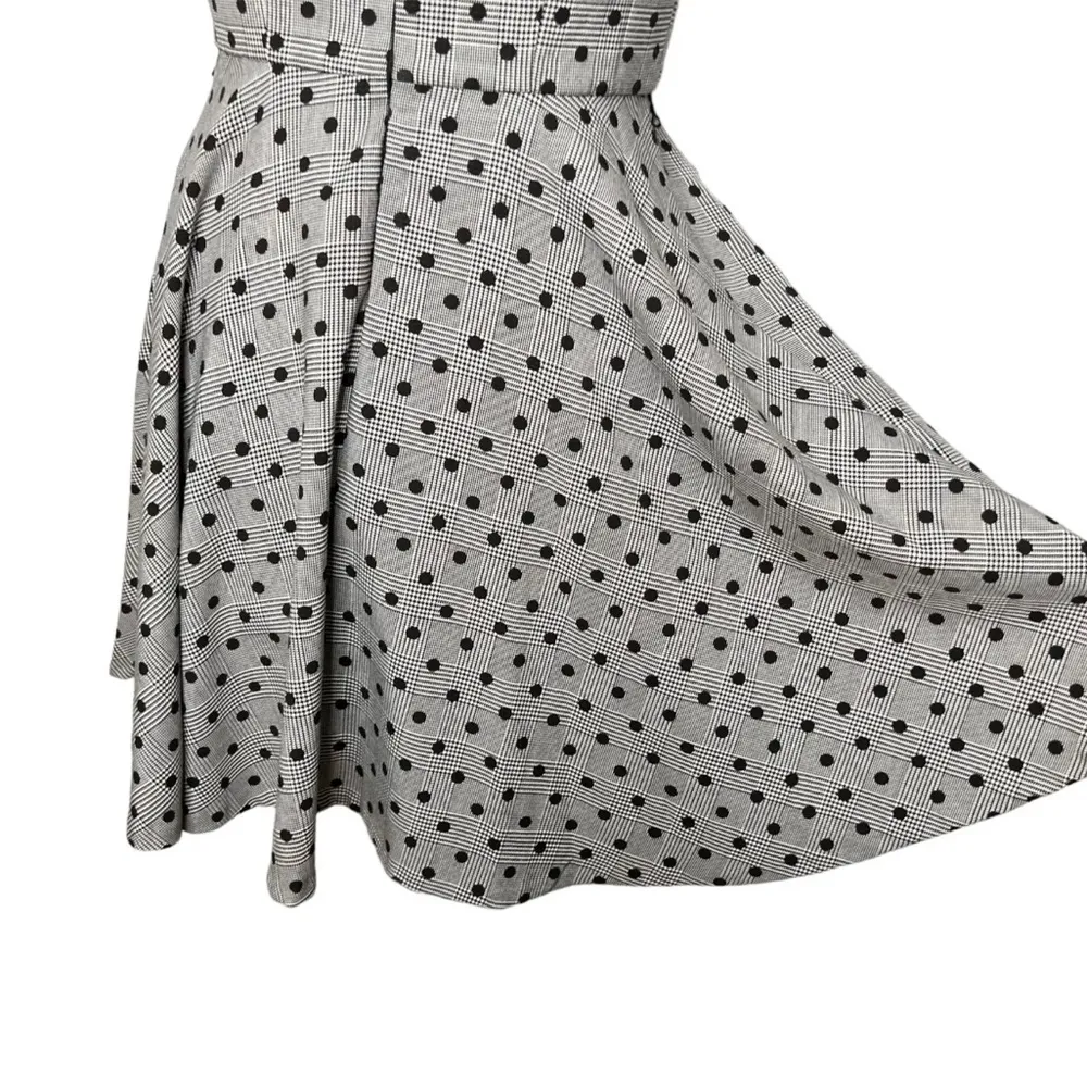 Gray Glen Plaid Polka Dot Houndstooth Fit & Flare Sleeveless Dress - Image 7