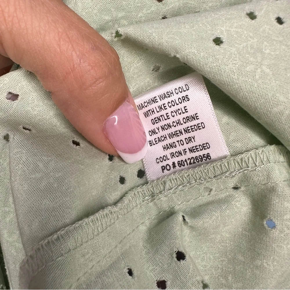 Western Back in the Saddle Mint Green Eyelet Shirt – Size M – 100% Cotton Size M - Image 14