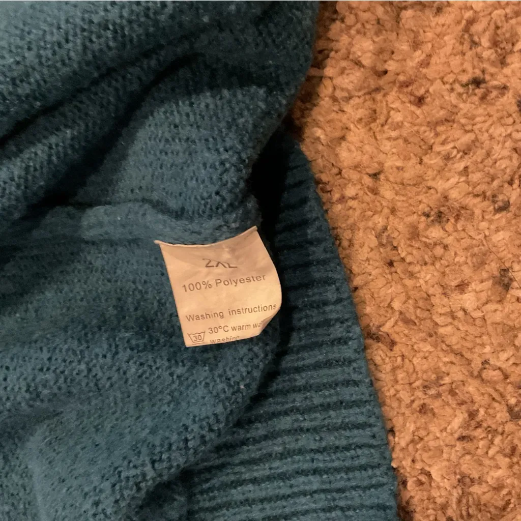 Teal Hooded Cardigan Sweater - Image 2