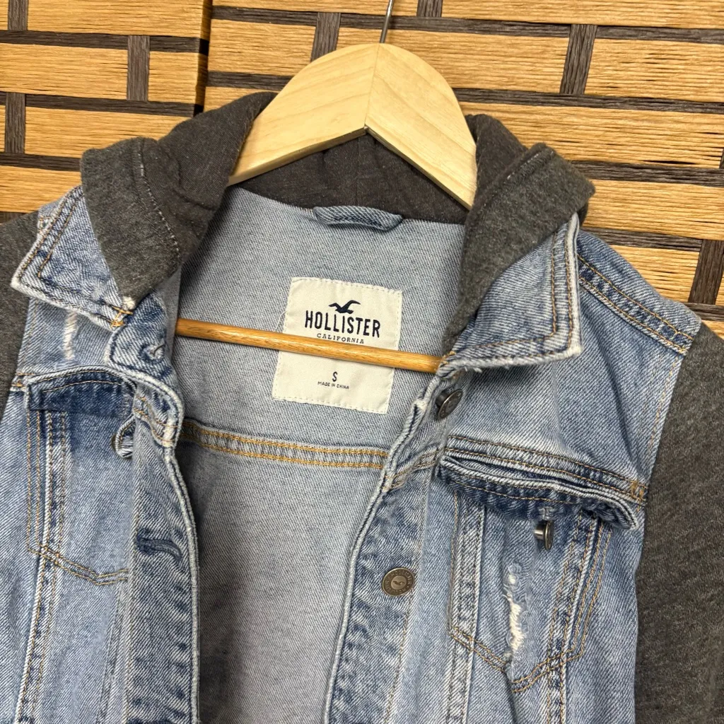 Hollister Denim‎ Sweatshirt Jacket Size Small - Image 7