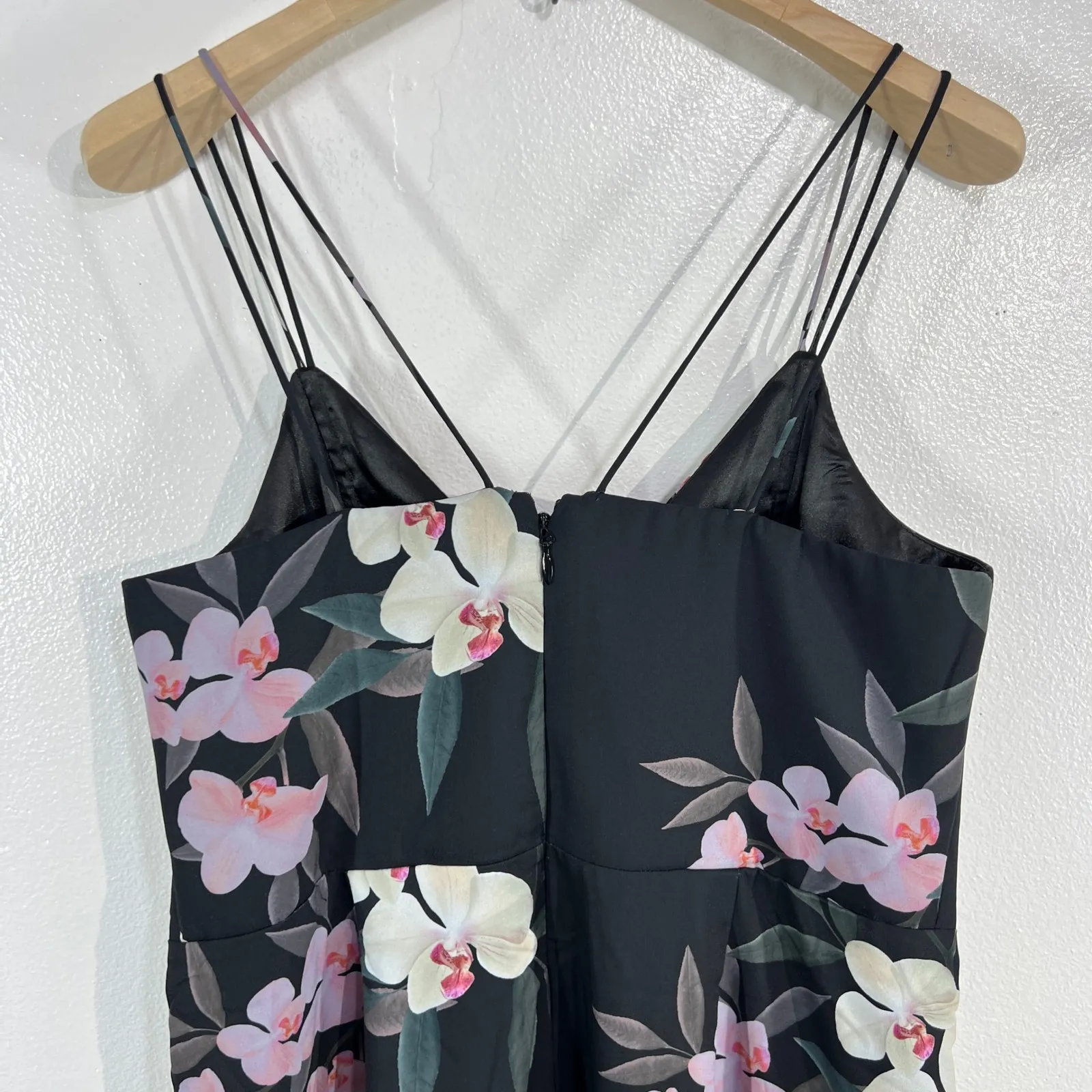 City Chic Maxi Dress Floral Print Draped Sleeveless‎ Plus Size XS/14 Black Party - Image 8