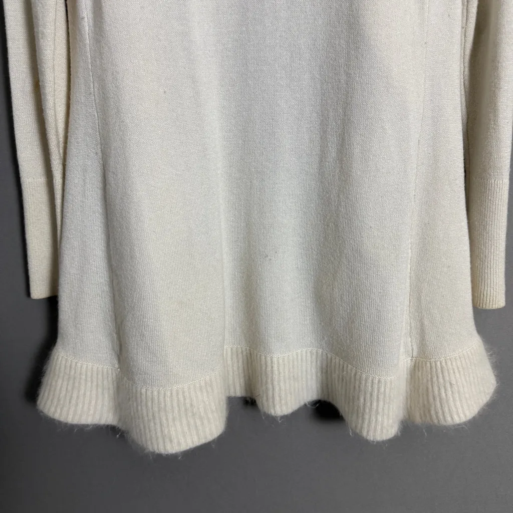 White‎ House Black Market sz M cream ruffle open cardigan - Image 8
