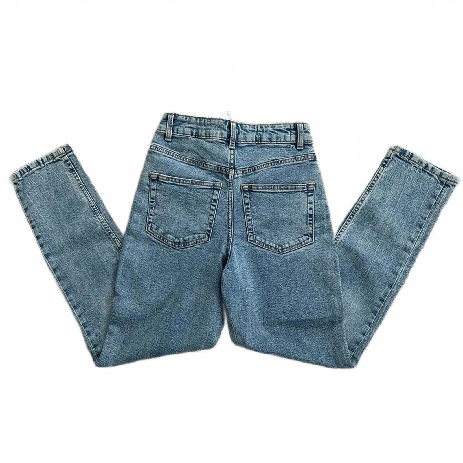 ASOS High Waist Slim Straight Leg Mom Jeans Pants Mid Blue Denim GUC Size 25 - Image 6