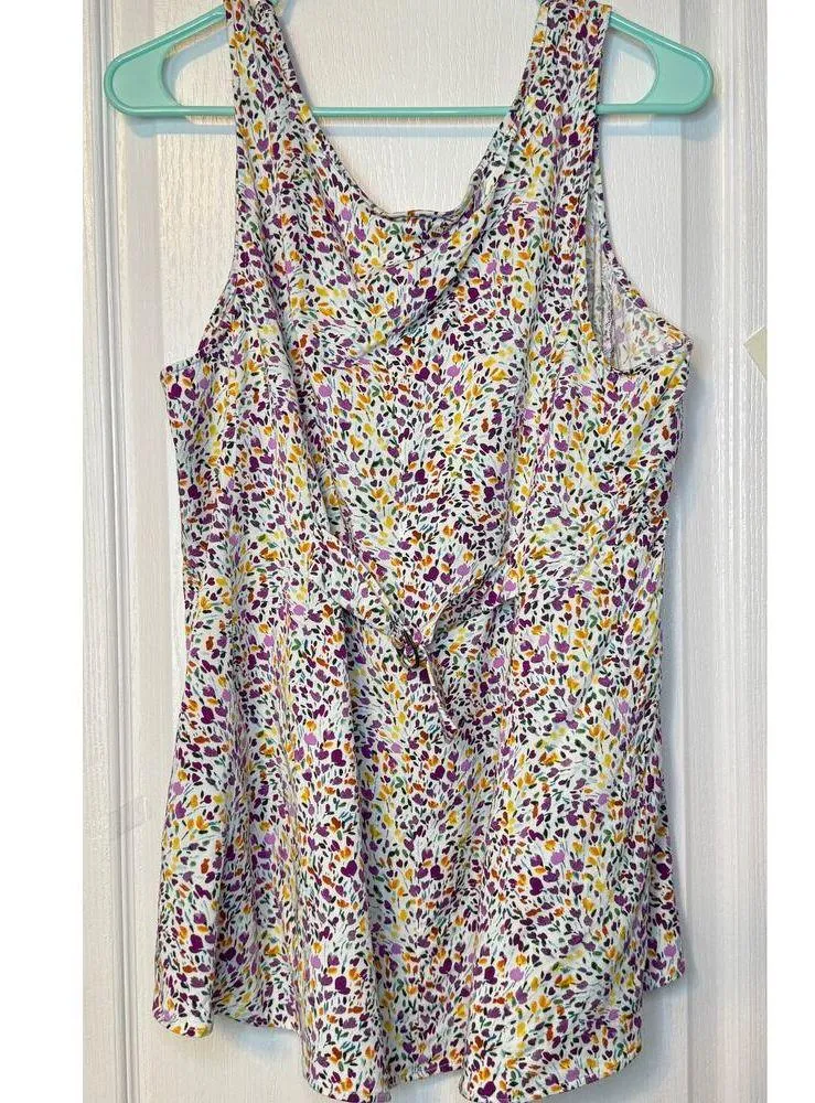 TORRID-Fit&Flare Floral Tie Back Stretch Challis Button-Frt Tnk Size 1(14/16;1X) - Image 3