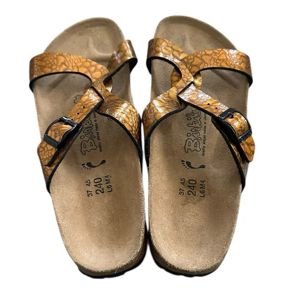 Birkis Faux Leather Metallic Bronze Snake Sandals EU 37 Women 6 / Men 4 - Image 3