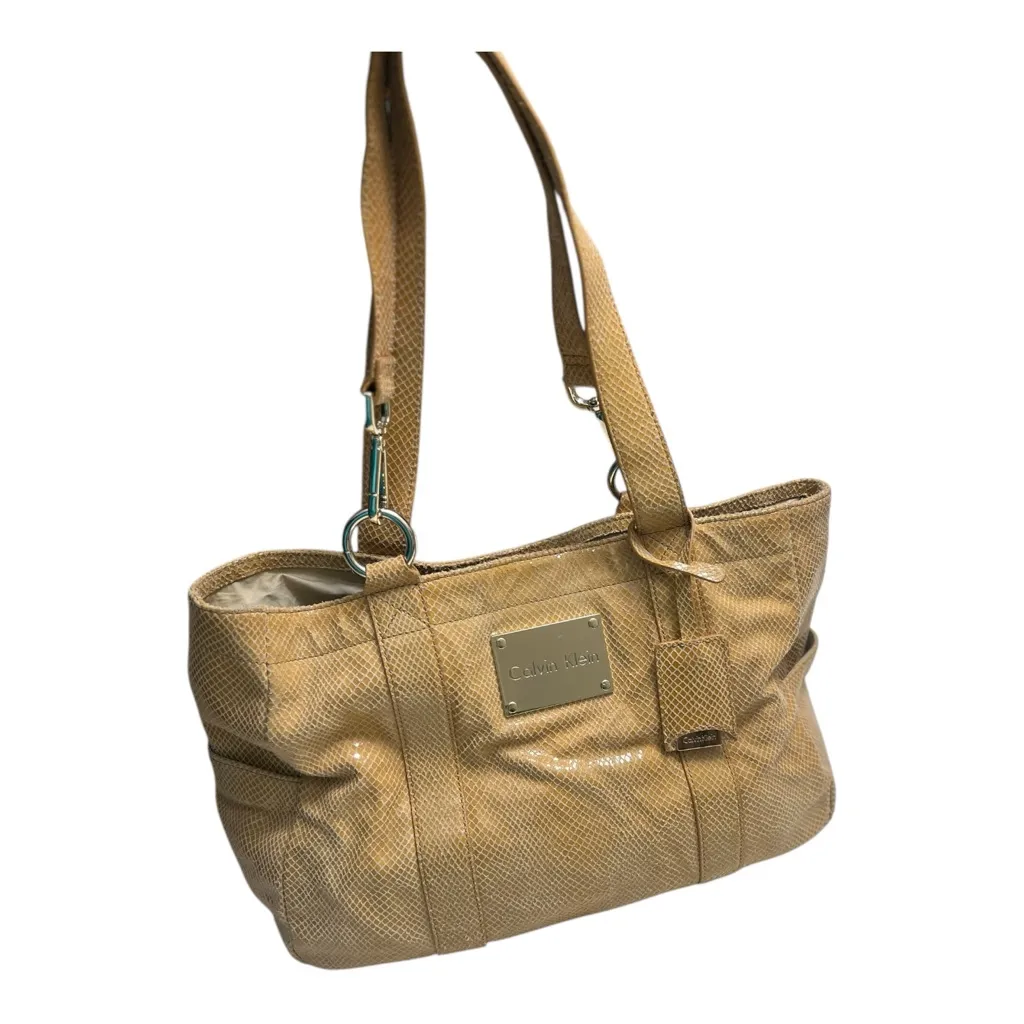 Calvin Klein Snake Skin Embossed Tan Shoulder Bag - Image 2
