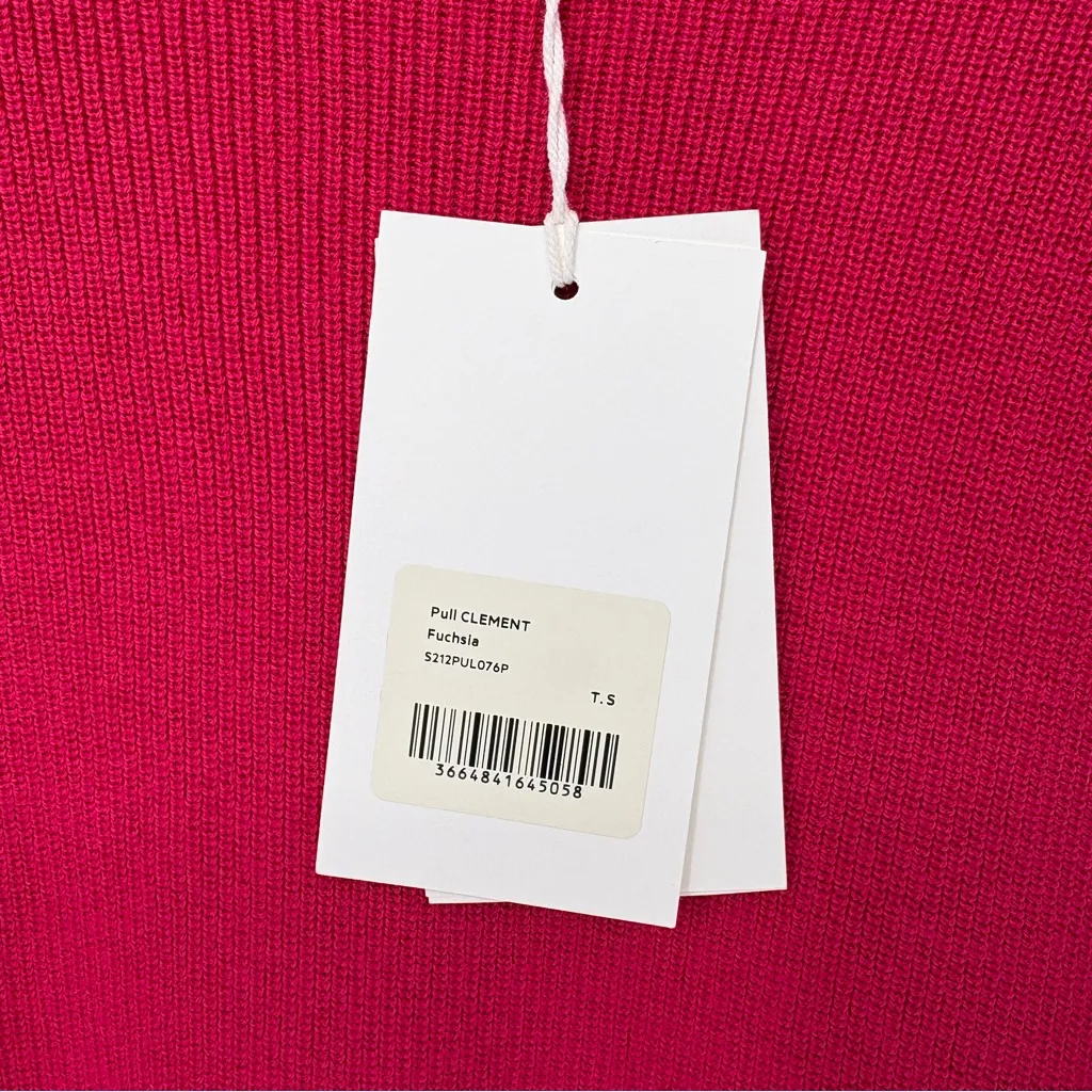 NWT Sézane Clément Jumper Merino Wool Cotton Sweater | Sz Small | Fuchsia Pink - Image 9