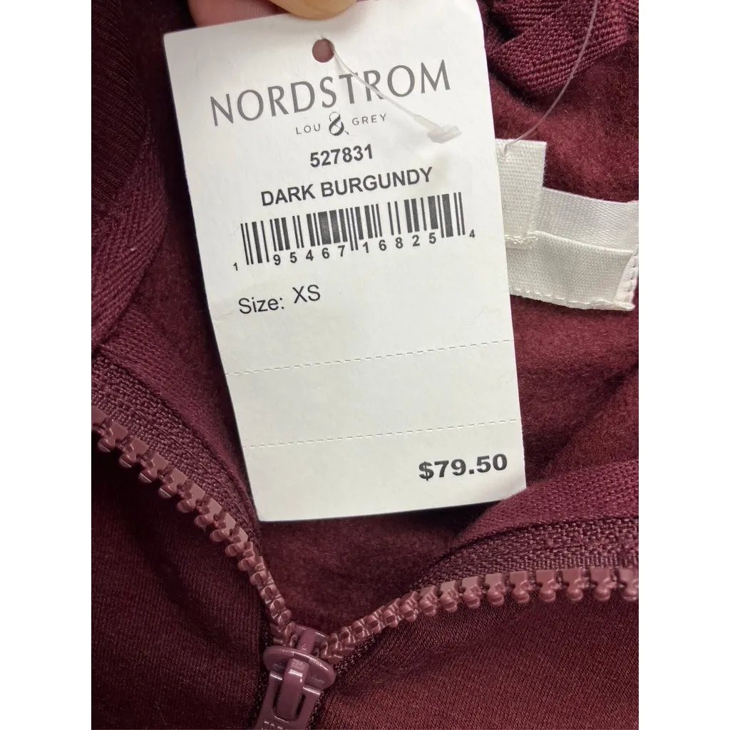 Lou & Grey Signature Soft Plush Burgundy Quarter Zip Sweatshirt XS New - Image 3