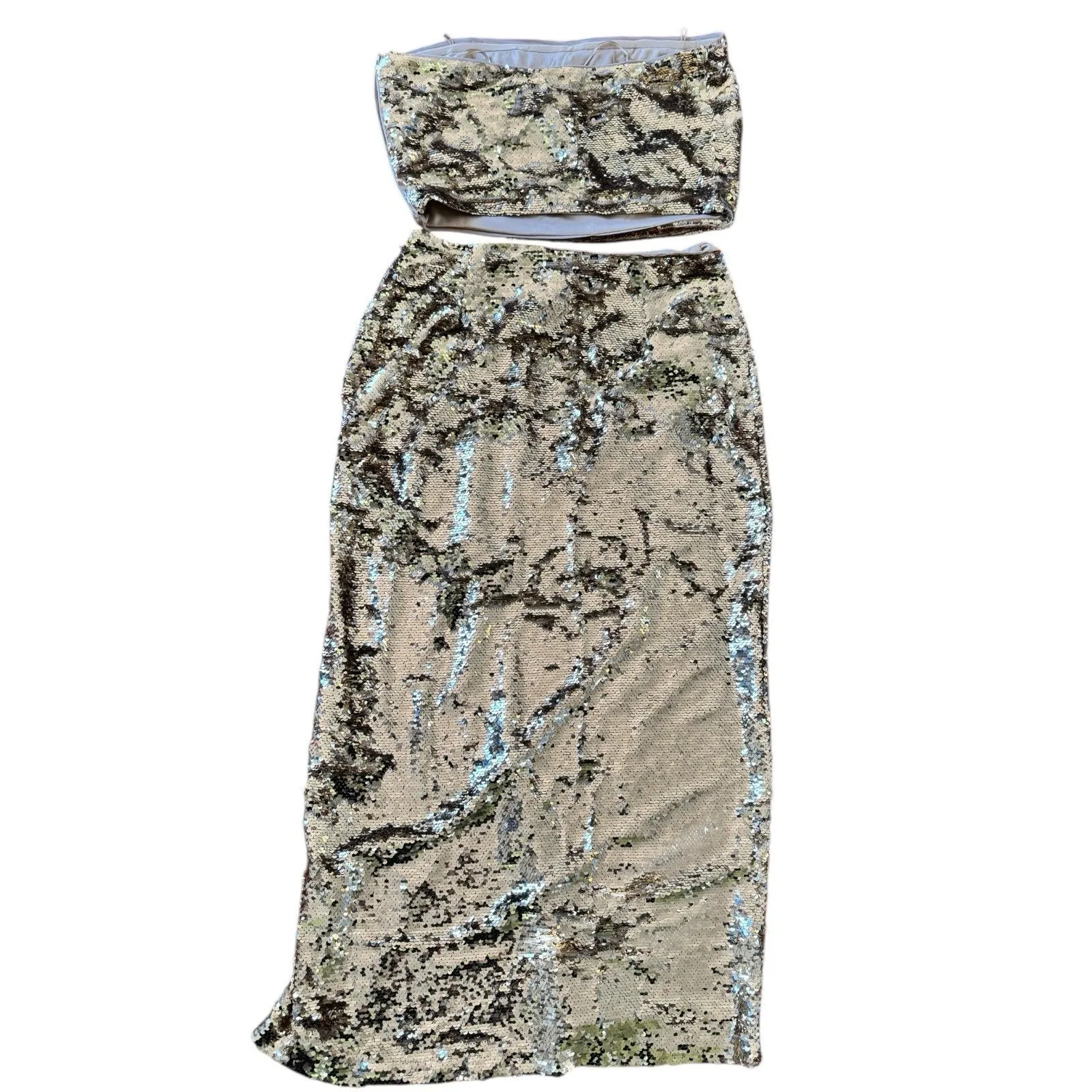 NWT Gianni Bini GB Gold Sequin Tube Top And Skirt Set Women’s Size XL - Image 3