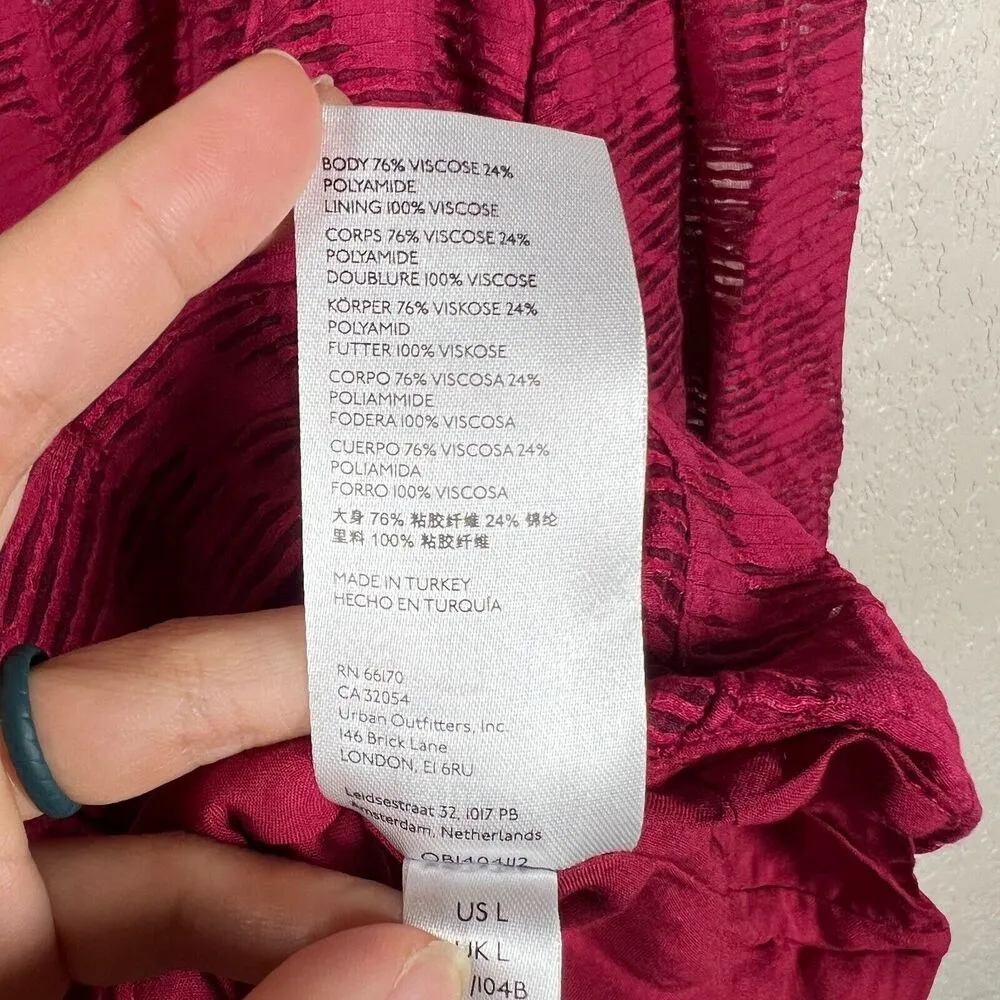 by Anthropologie Womens Blouse Top L Burgundy Red Puff Sleeve Romantic Goth Vamp - Image 5