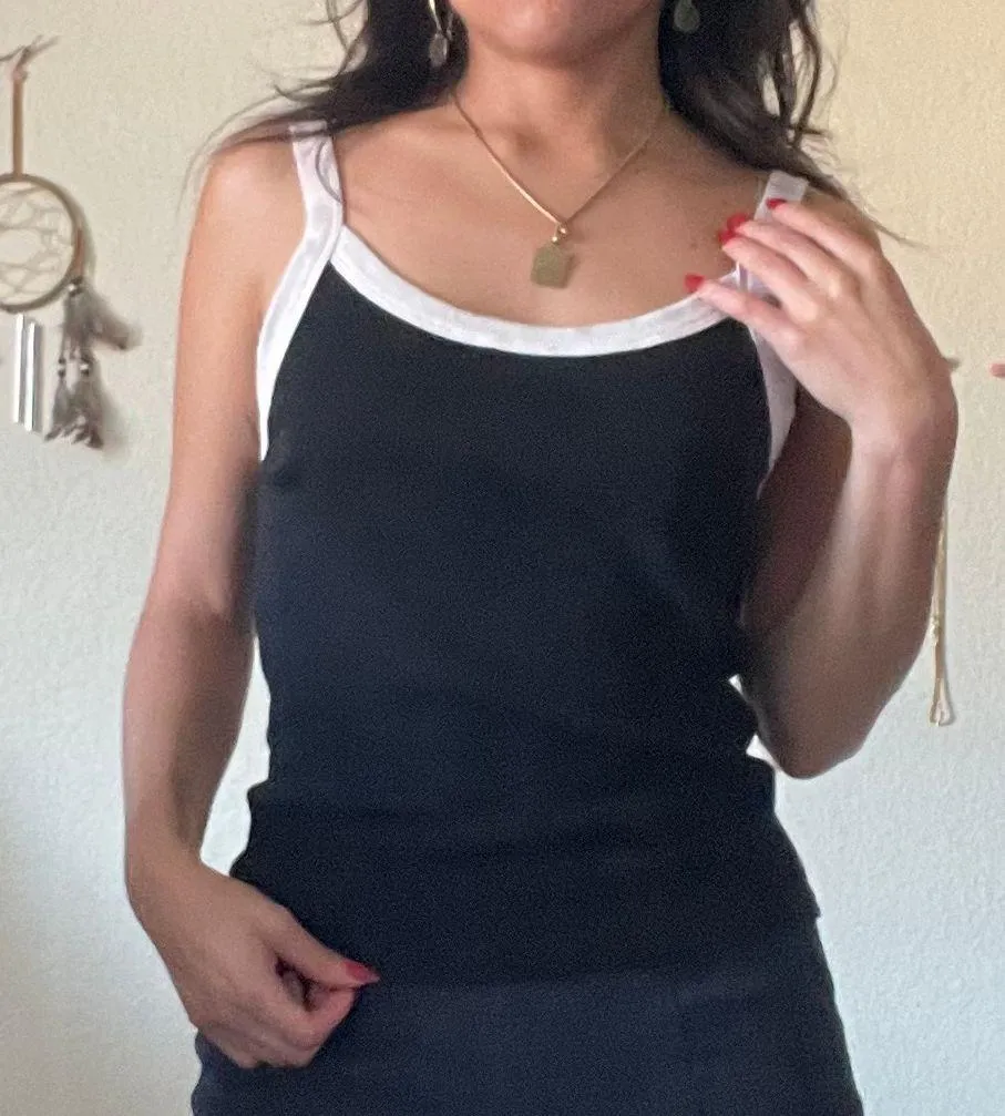 Black & White Spaghetti Strap Top - Image 2