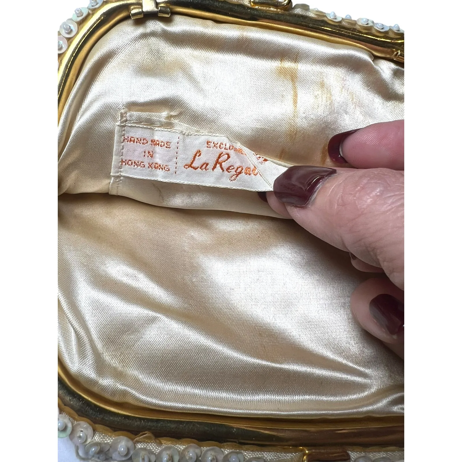 Vintage 1960s bag purse beaded sequined clutch La Regale Fairy Wedding Victorian - Image 6