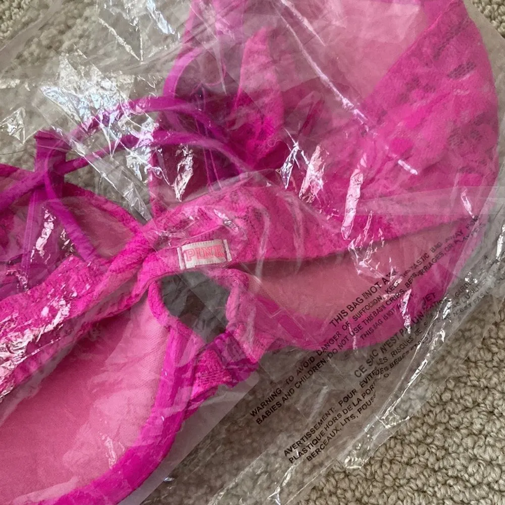 NEW Victoria’s Secret PINK Front Close Push-up Bra Floral Lace Pink Size 32C NIP - Image 4