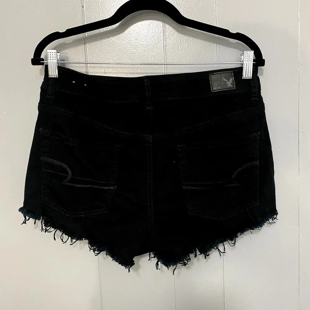 Black Distressed Cut Off Hi-Rise Festival Jean Shorts 10 - Image 3