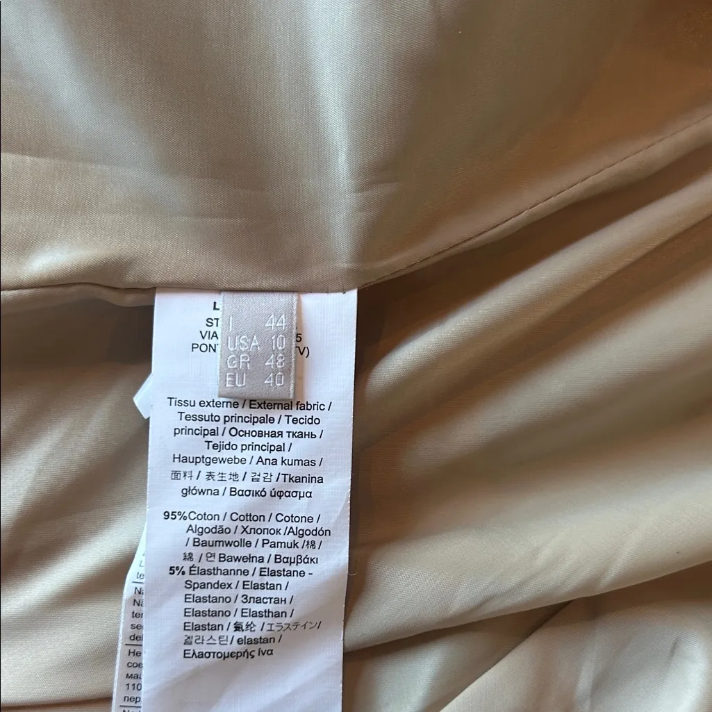 Stefanel Khaki Colored Cotton Blend Blazer Jacket Size 10 Tan - Image 5