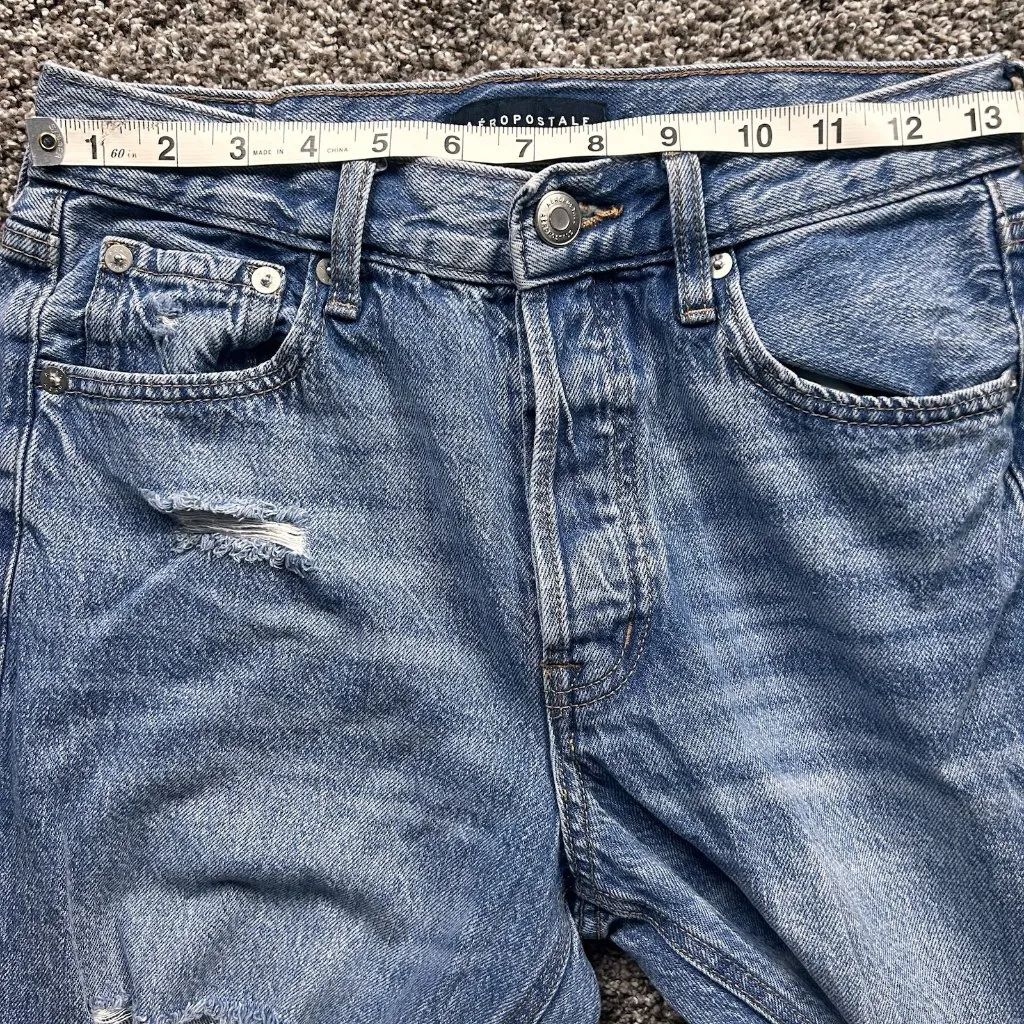 Aeropostale 90s Baggy Distressed Jeans Size 2 Regular Blue - Image 6