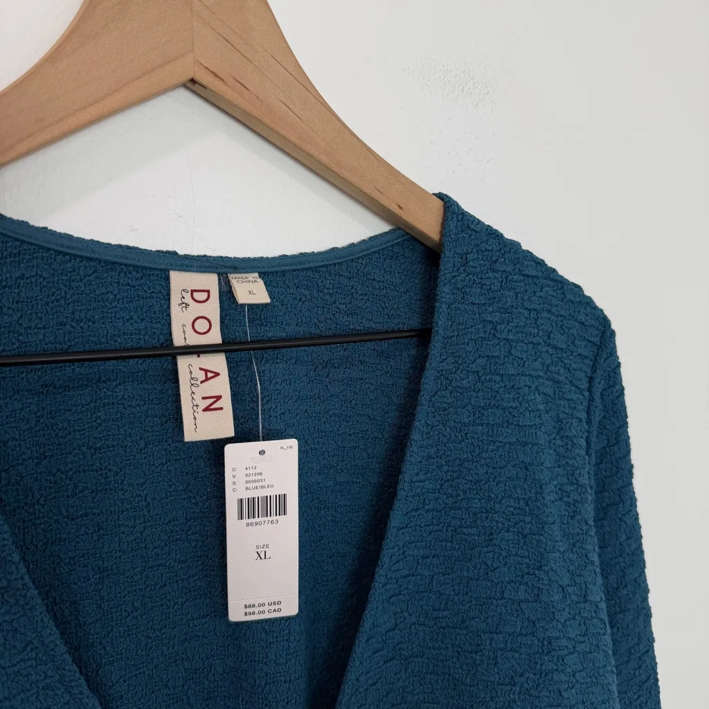 Anthropologie Dolan Textured Longline Cardigan Cover Up Blue Teal Size XL - Image 4