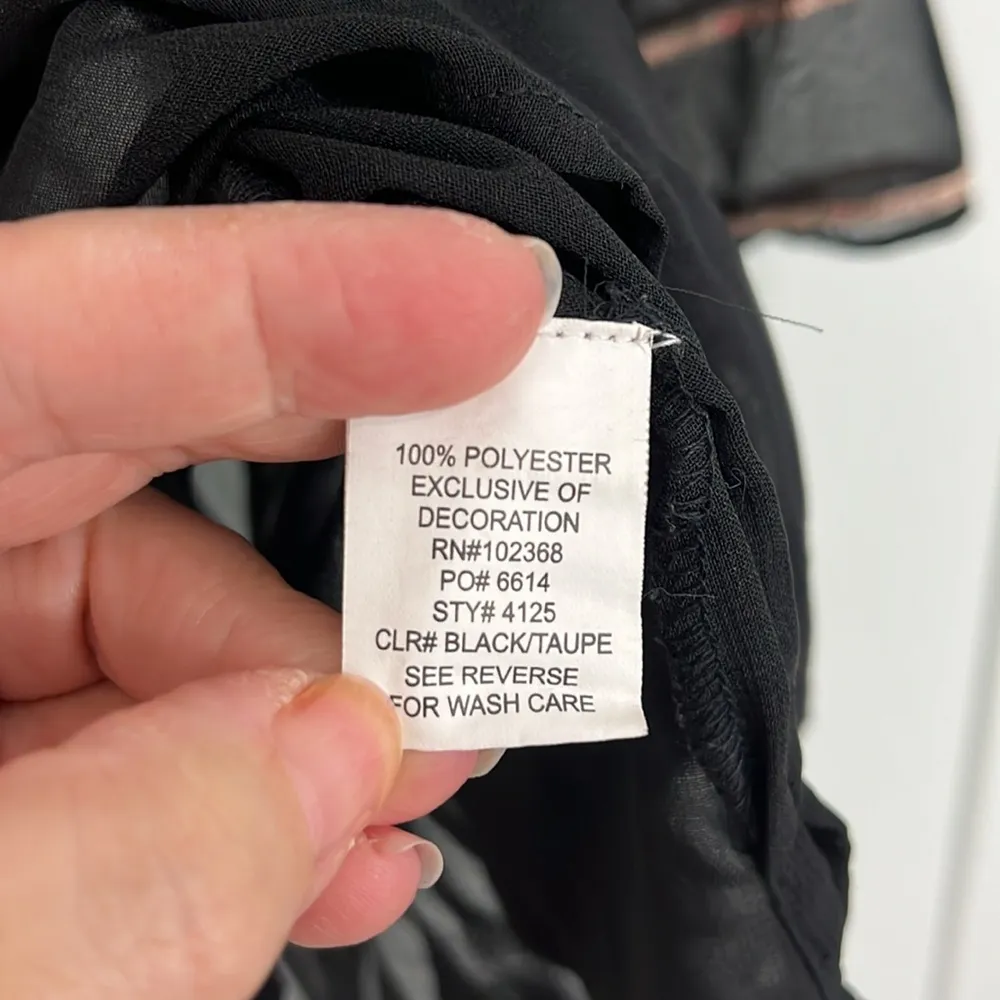 Blue Island Large Black, Cream, Pink Long Sleeve Embroidered Beach Coverup Tunic - Image 7