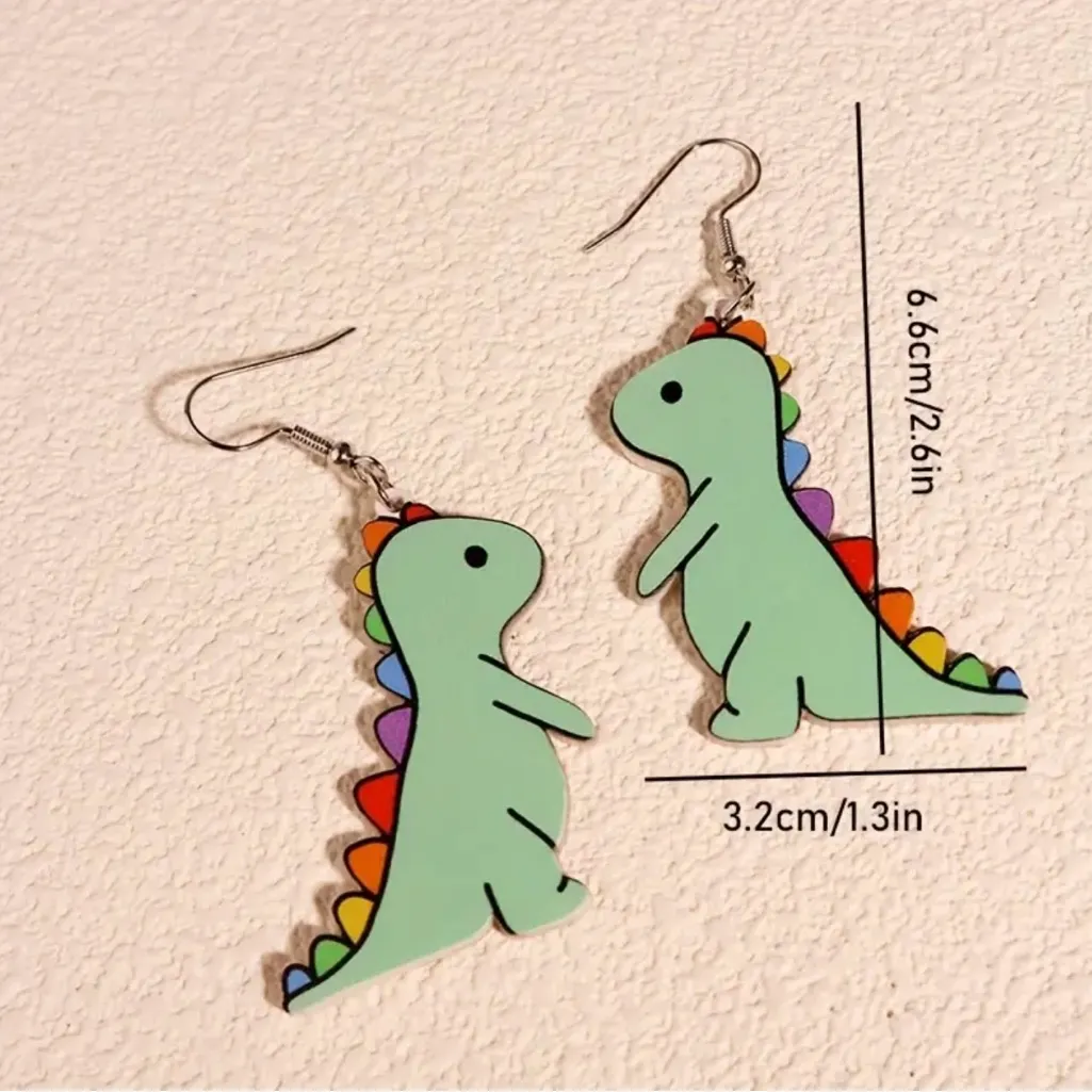 Cute Acrylic Dinosaur Design Drop Dangle‎ Earrings - Image 9