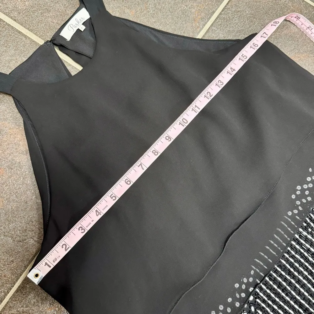 Parker Sleeveless Halter Neck Beaded Skirt Mini Dress Black White Small S - Image 10