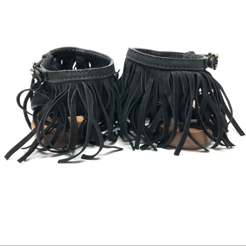 black suede fringe thong sandals, made in Italy, size 38 - NWT - Image 8