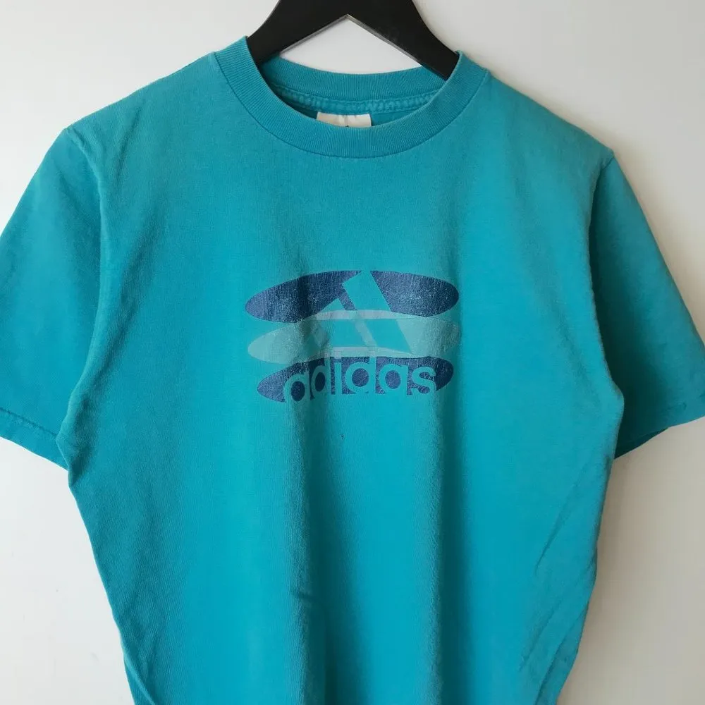 Vintage Adidas Logo T Shirt USA Graphic Tee Blue XL Extra Large Short Sleeve - Image 12