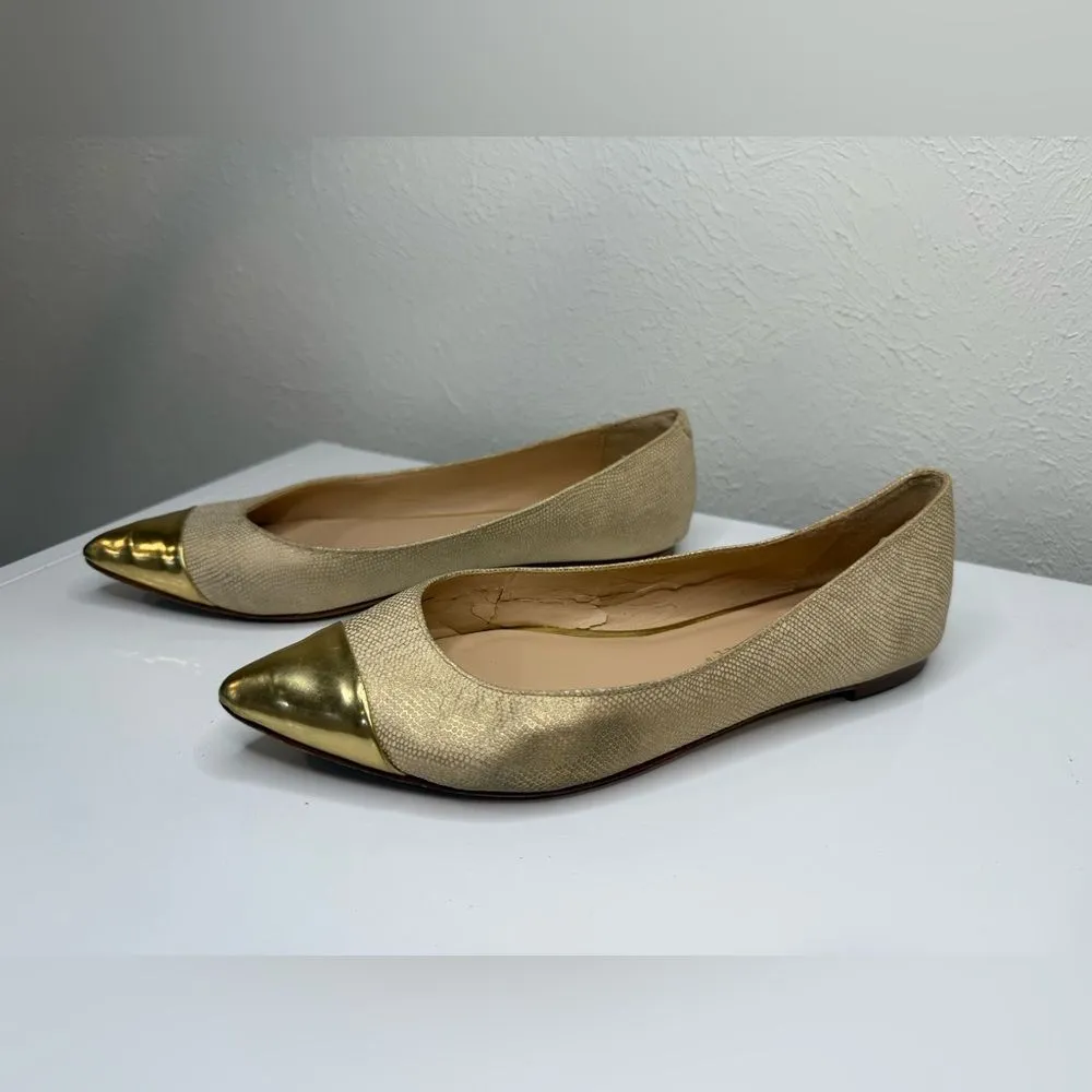 Loeffler Randall Gold Patent Leather Cap Toe Flats Size 6.5 - Image 3