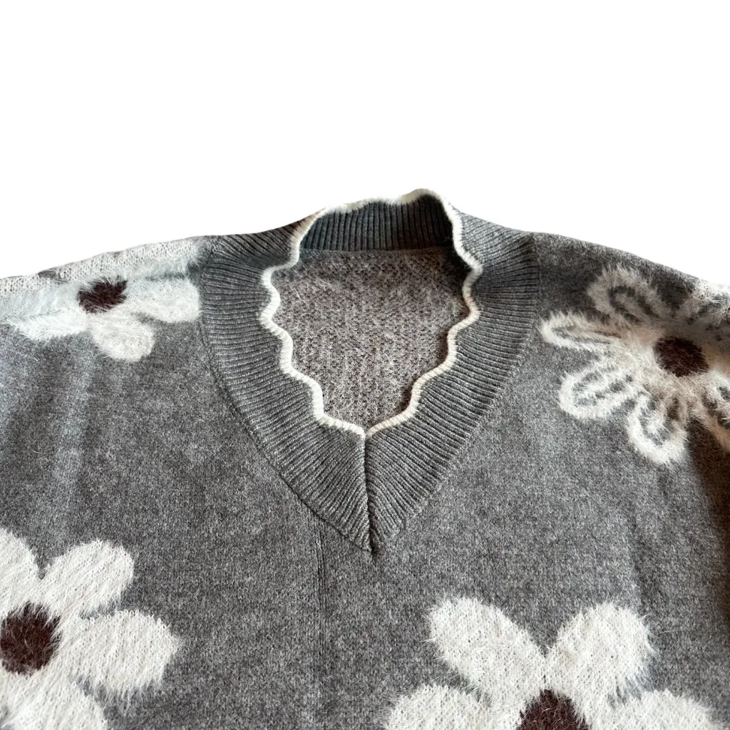 TikTok Famous Pullover Stretch Sweater Scallop Trim Fuzzy V - Image 7